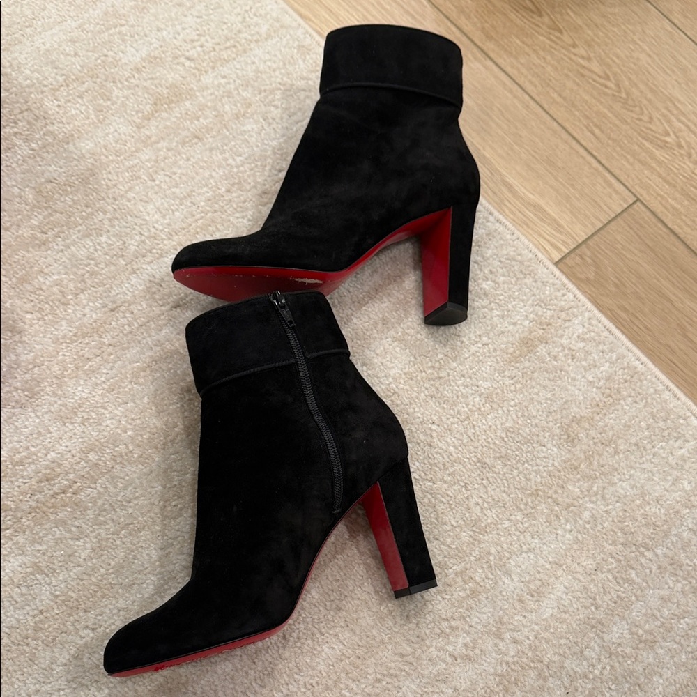 Christian Louboutin Black and Red Heeled Boots